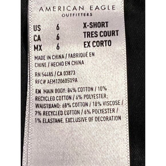 AMERICAN EAGLE Womens Black Wash Distressed Mom Straight Jeans Size 6 Short - Picture 14 of 15